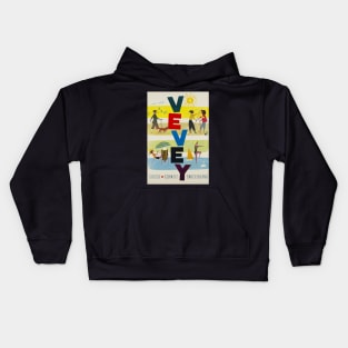 Vevey, Switzerland, Travel Poster Kids Hoodie